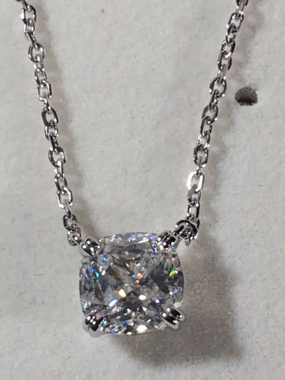 Savvy Cie Silver Cushion-Cut CZ Solitaire Necklace - White